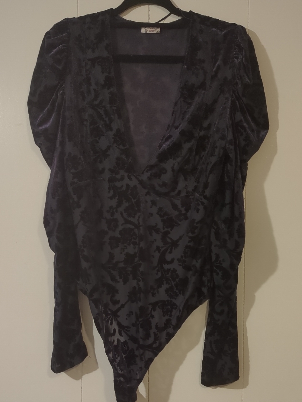 Velvet Long Sleeve Bodysuit - Deep Purple
